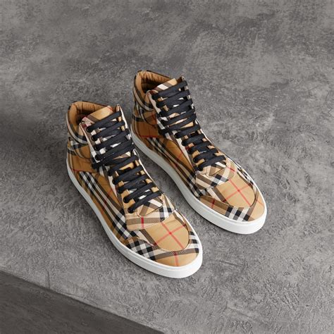 burberry london check sneakers|burberry vintage check high top.